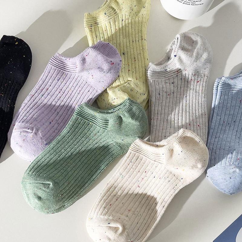 1/5Pairs Fashion Solid Boat Men Socks Simple Sports Breathable Unisex Ankle Socks Women's Stockings&Black Low Tube Cute Socks