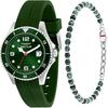 230 Silicone Strap Green Dial Quartz R3251161059 100M Men's Watch With Extra Bracelet