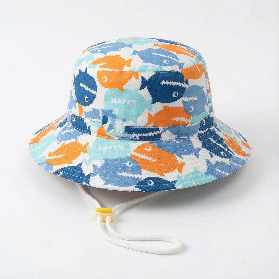 Spring & Summer Kids' Cotton Shark Bucket Hat - Wide Brim for Boys & Girls