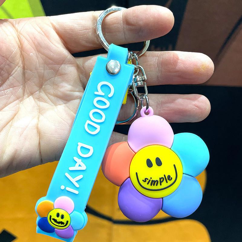 Colorful Adorable Smiley Face Keychain Cute Cartoon Pvc Keyring For Birthdays Parties And
