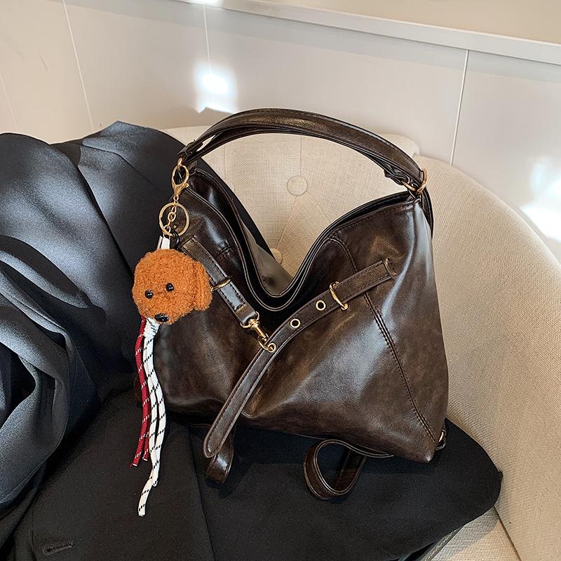 Vintage Shoulder bag for Women Lightweight PU Large Capacity Zipper String  Cute Charm For Daily Use Commute Shopping Handbag