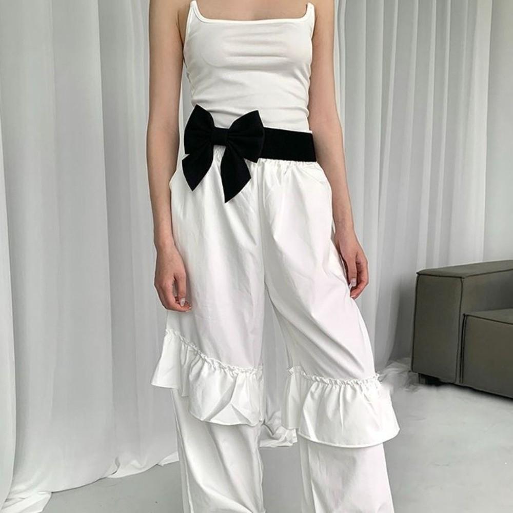 Elastic Wide Waistband Soft Evening Dress Belt Vintage Large Bow Belt  Skirt Accessories