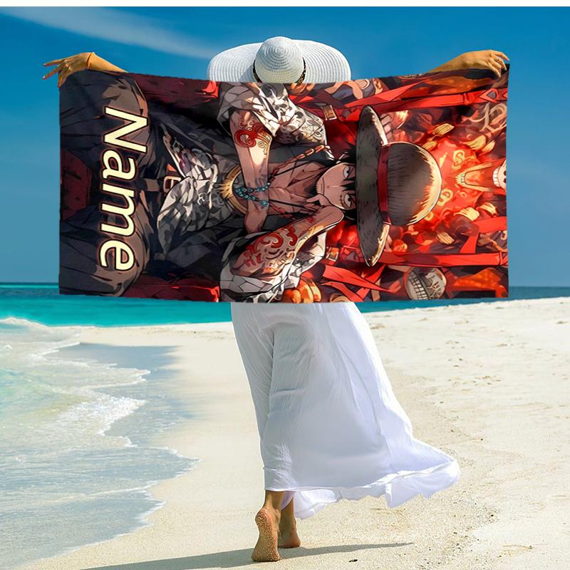 Personalized customized proof beach towel with One Piece pattern - soft, absorbent,quick-drying,perfect swimming,camping&bathing