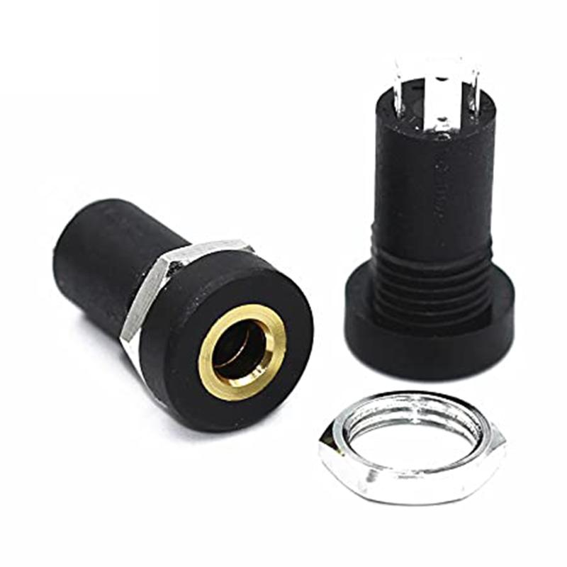 5/10Pcs 3.5mm Audio Jack Socket 3 Pole Black Stereo Solder Panel Mount Gold with Nuts Universal Headphone Socket