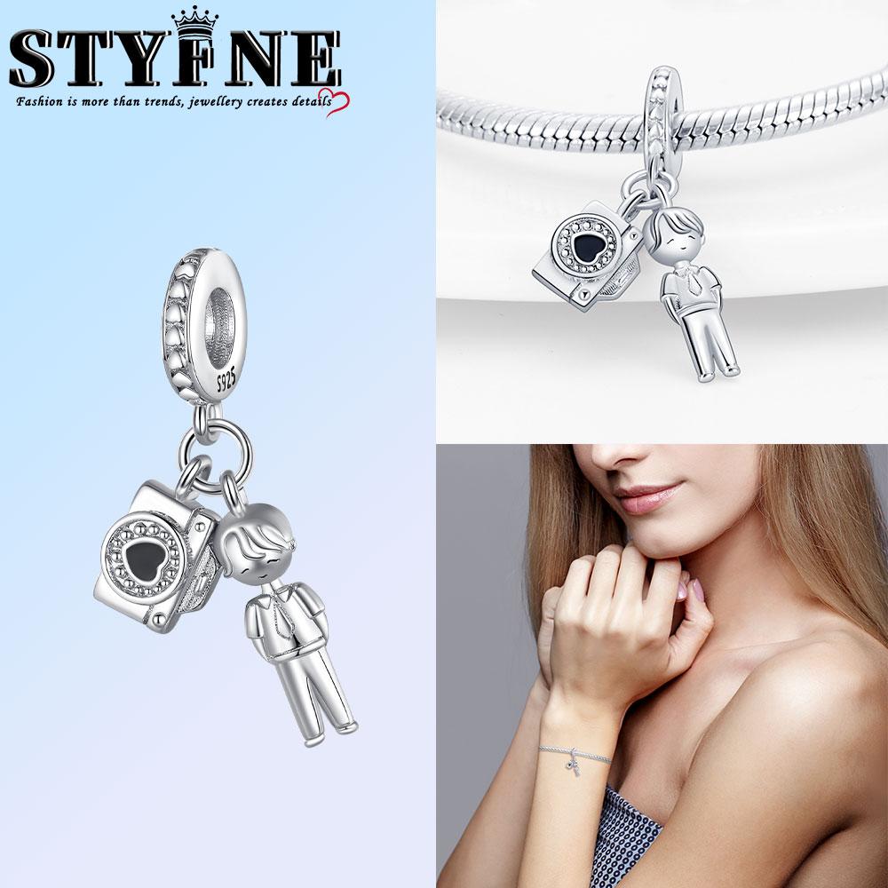 Anniversary Luggage Airplane Passport Three-Piece Set Copper Charms Fit Original Bracelet Jewelry Making For Women Gift