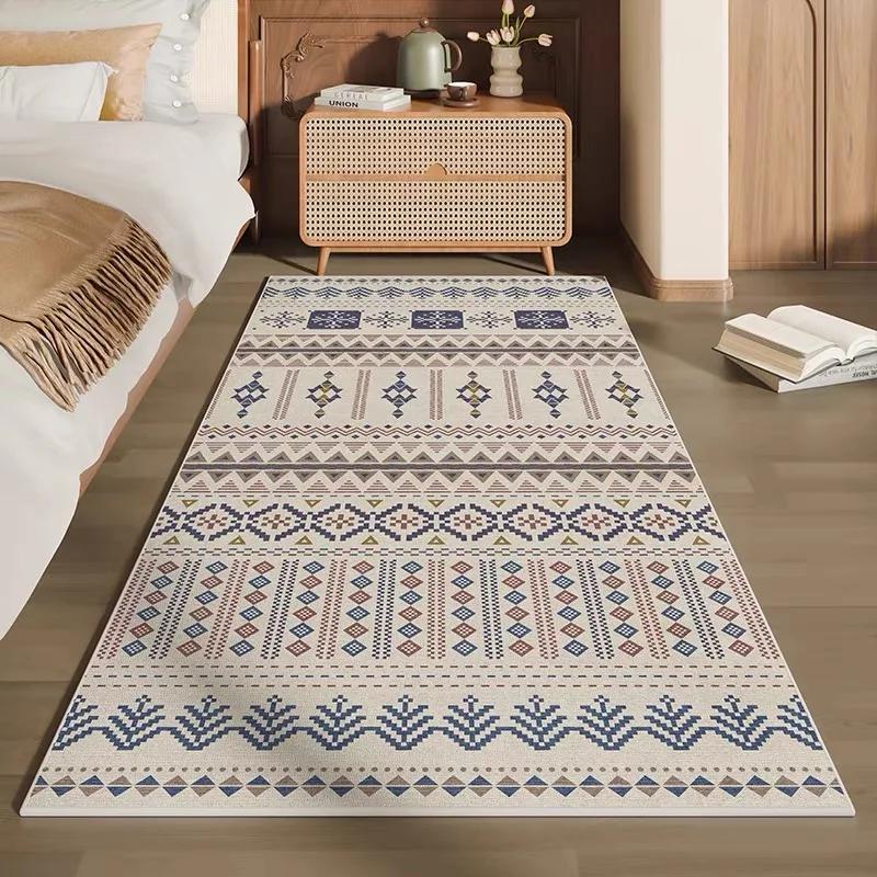 Classical Minimalist Style Loop Pile Carpet Living Room Bedroom Bedside Warm Floor Mat Anti-slip Washable and Quick