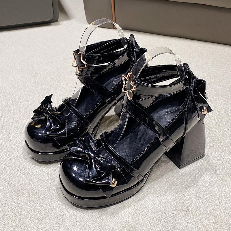 Sweet Lolita Shoes Round Head Cute Girl Lolita Shoes JK Japanese Mary Jane Thick Heel High Heels Waterproof Table