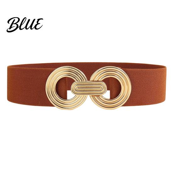Wide Elastic Waist Belt 75cm Women's Belt, Stretch Fashionable with Slimming for Daily Commute Geometric Metal Buckle, Dress Corset Accessory