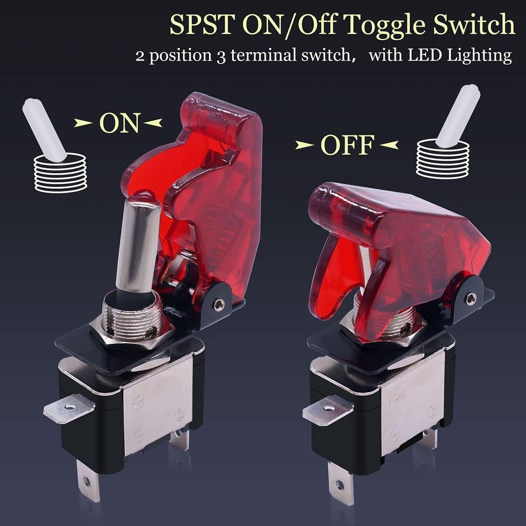 Twidec/3Pcs Rocker Toggle Switch 12V 20A Heavy Duty Racing Car Automotive Auto SPST ON/Off Toggle Switch Red LED Light Illuminated 3Pin with Red