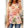 Women's Long Sleeve Crew Neck Blue Orchid Floral Print Casual T-Shirt, Regular Tops for Spring Summer Daily Weekend Wear