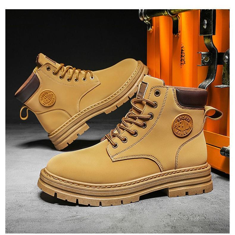 Locomotive Martin boots autumn winter high-top British style tooling boots thick-soled non-slip wear-resistant rhubarb boots men