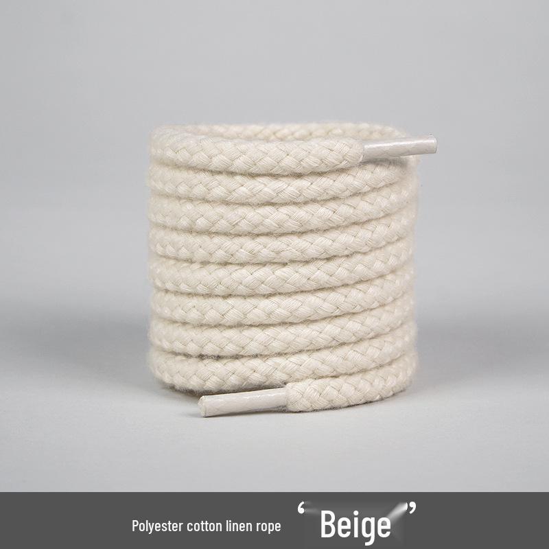 6mm Kenderkötél Cipőfűző Pár - Vastag Kerek Stílus Converse AJ Casual Sneakerekhez (Fehér/bézs)