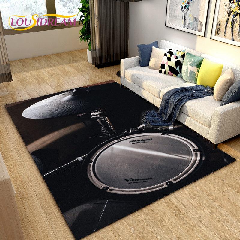 Drum Kit Music Instruments Area Rug Large,Carpet Rug for Living Room Bedroom Sofa Doormat Decoration,Kitchen Non-slip Floor Mat