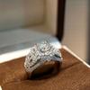S925 Sterling Silver Heavy Industry 2 Carat 8.0 Round Bag Manor Hollow Mozzarella Diamond Ring Super Flash High-end Temperament Ring