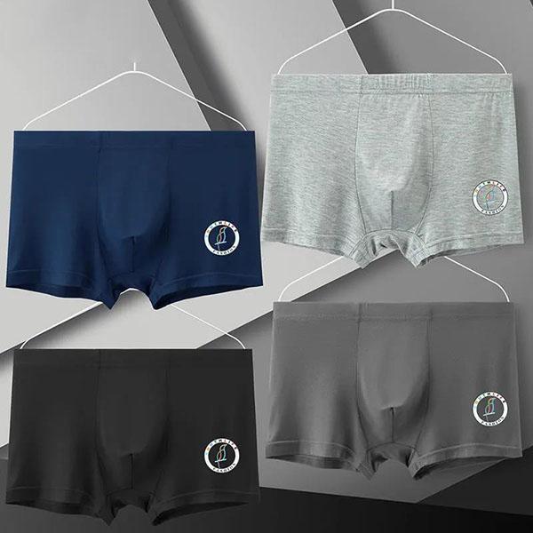 4pcs Men Underwear Modal Cotton Boxers Men's Print Soft Breathable Mid-waist Short Boxers