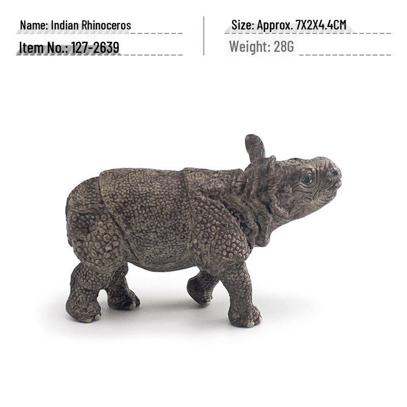 Cross-Border Wild Mammal Kids Learning Indian Rhinoceros Unicorn Plastic Toy