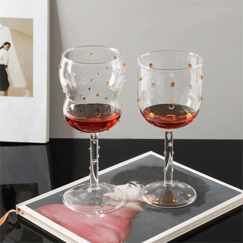 Geprägter Bunter Punkt Kelch Becher Transparentes Weinglas Kreatives Hohes Glas Bar
