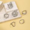 Stainless Steel Floral Hollow Out Ring Six Piece Set Stackable Design Stylish Simple Versatile Gift for Teenage Girls