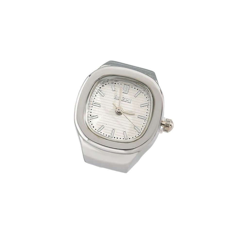 

Adjustable Couple Ring Watch Simple Time Watch Ring Creative Finger Ring Watch Men Women Silver White