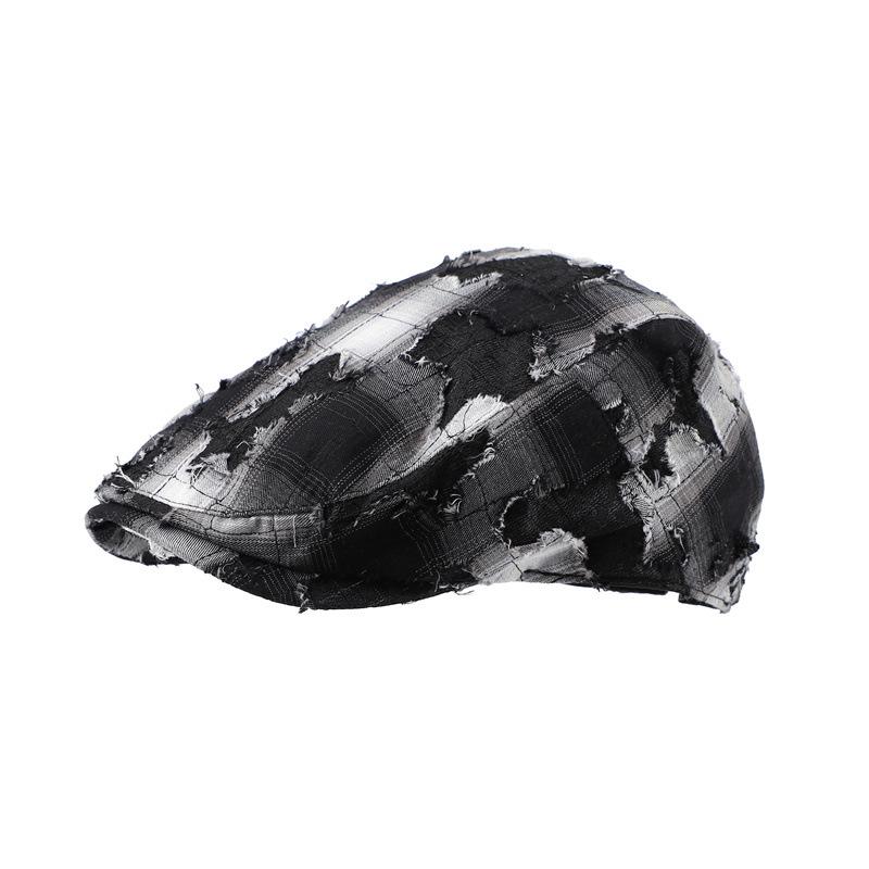Retro Old Hole Forward Hat Women's Fashion Plaid Beret Reverse Wear Versatile Face Ducktongue Painter Hat