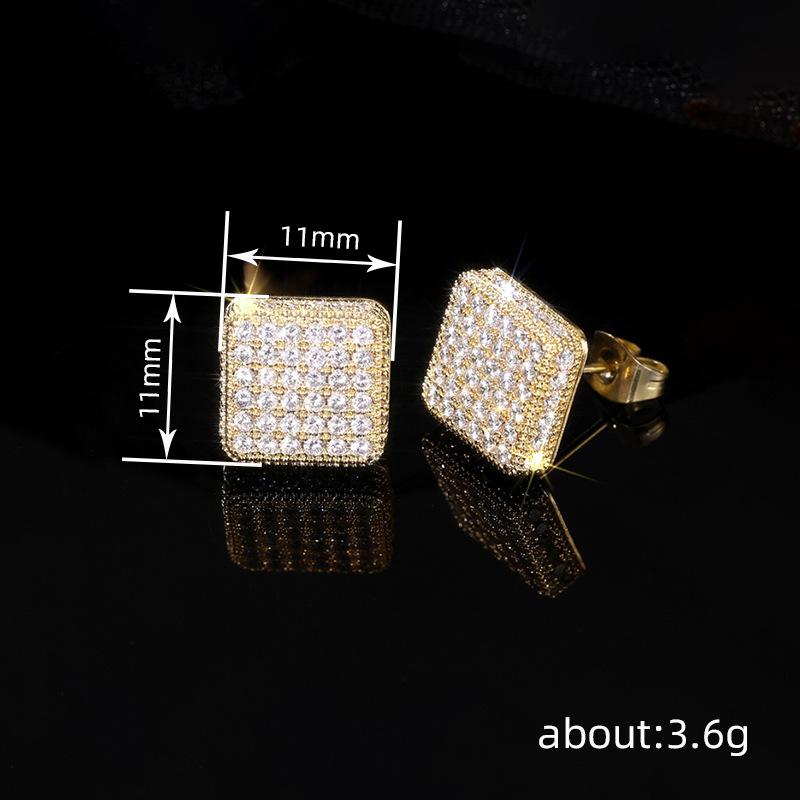 Simple Full Diamond Stud Earrings For Women, Fashionable Daily Matching Styles, Elegant Temperament Classic Jewelry