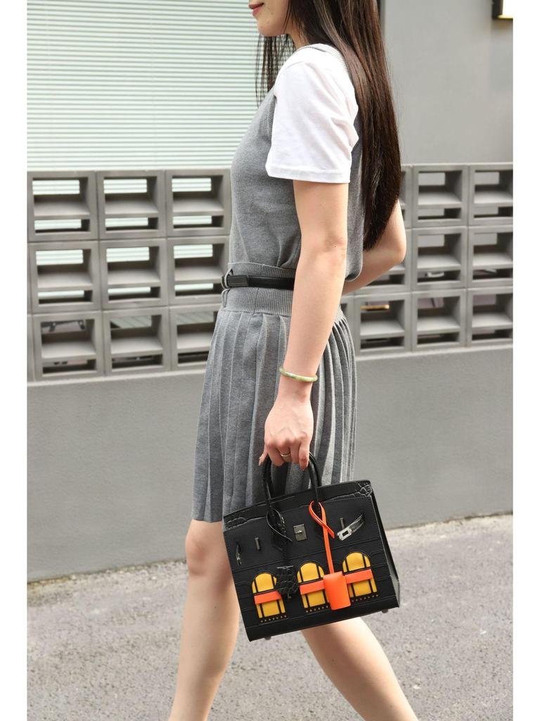 Damen Handtasche aus echtem Leder mit Kontrastfarbe - Platinum Edition