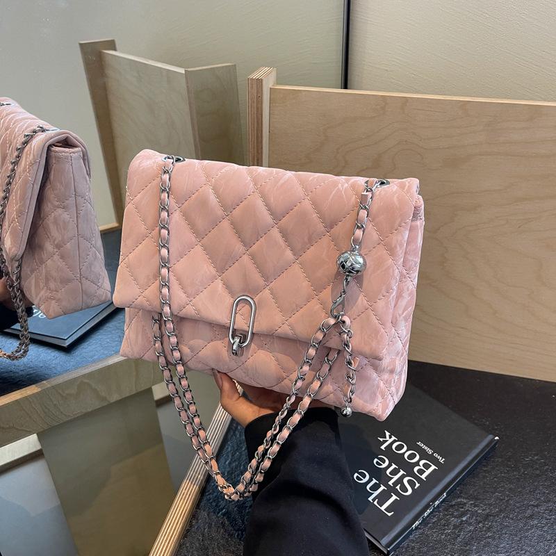 

Сумка премиум-текстуры женская новая модная сумка-цепочка с бриллиантами нишевая женская сумка через плечо розовый