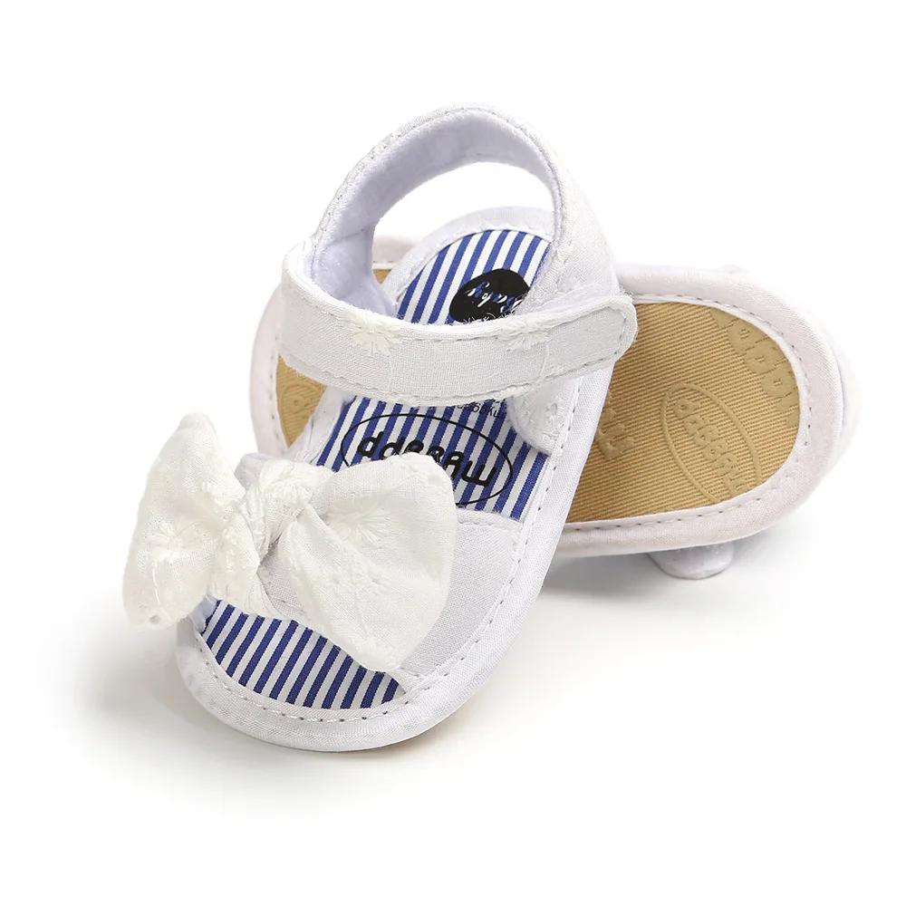 Baby Mädchen Anti-Rutsch Schleifensandalen Sommer Zehenfrei Rutschfest Weiche Sohle Flache Prinzessin Sandalen mit Schleife 0-18M