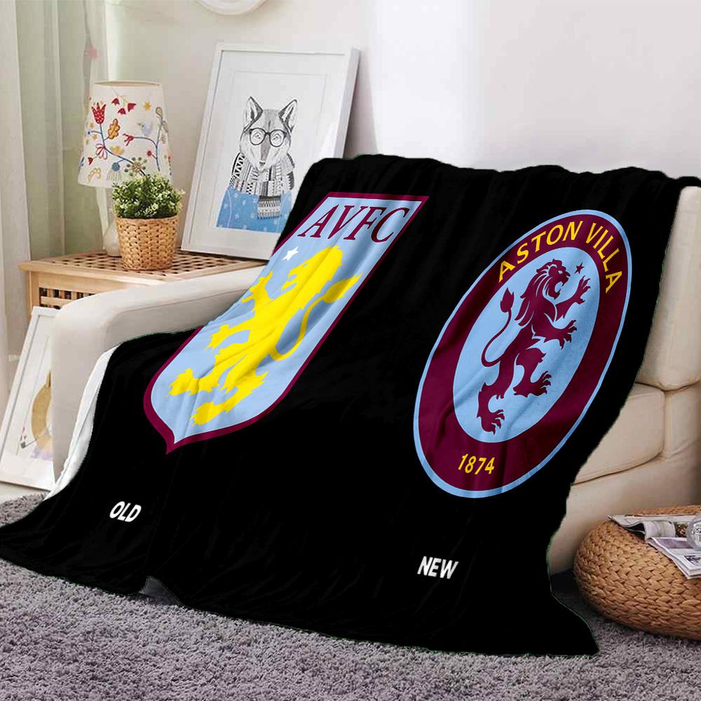 Aston Villa Fc Crest Flannel Blanket, Soft Polyester, Modern Design, All-Season for Camping, Travel, Gifts for holidays or birthdays