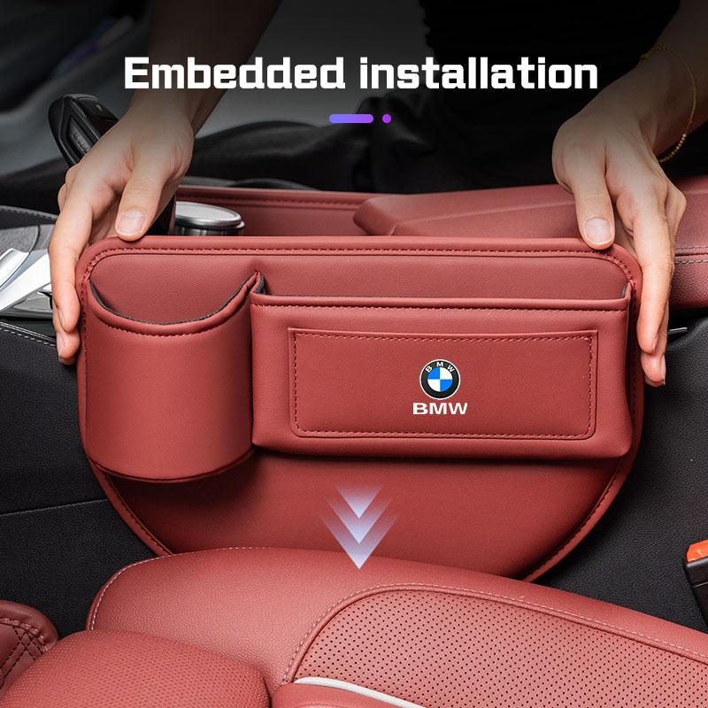 EBGU9 Leather Car Seat Gap Storage Box Cup Holder For BMW X1 X2 X3X5 X4 X6 X7 1 3 5 6 7 Series F40 E60 E90 F10 F15 F20 F30 G20 G30 G38