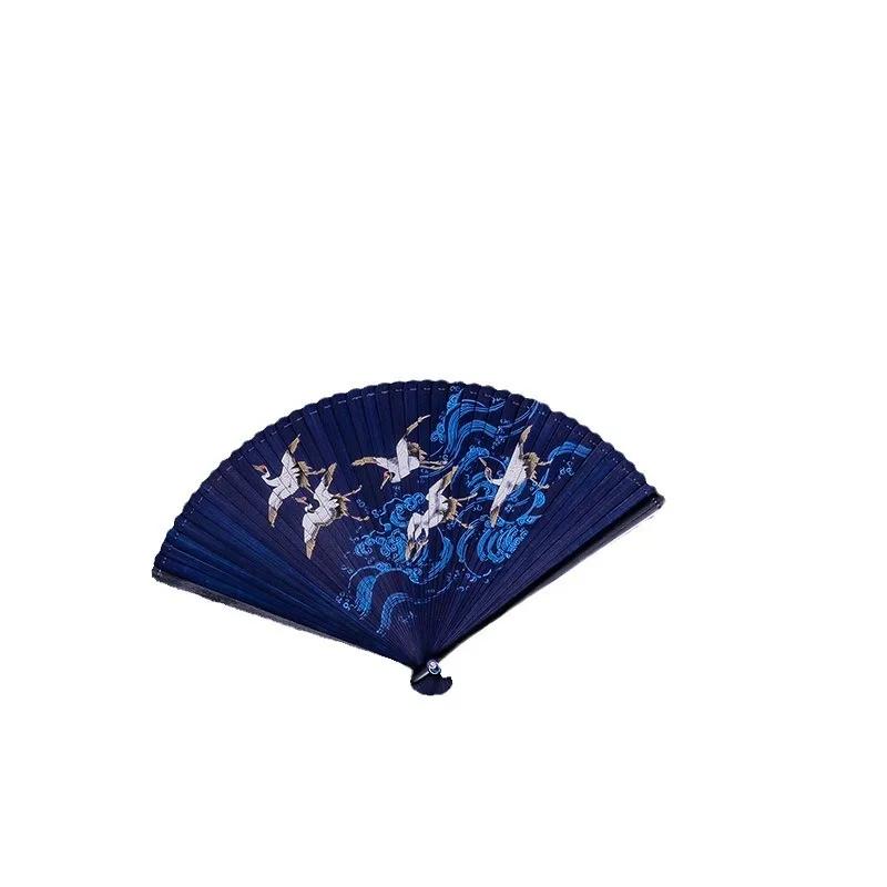 Fan Chinese Style Ancient Style Women's Japanese Classical Black Folding Fan Easy To Open and Close for Personal Use