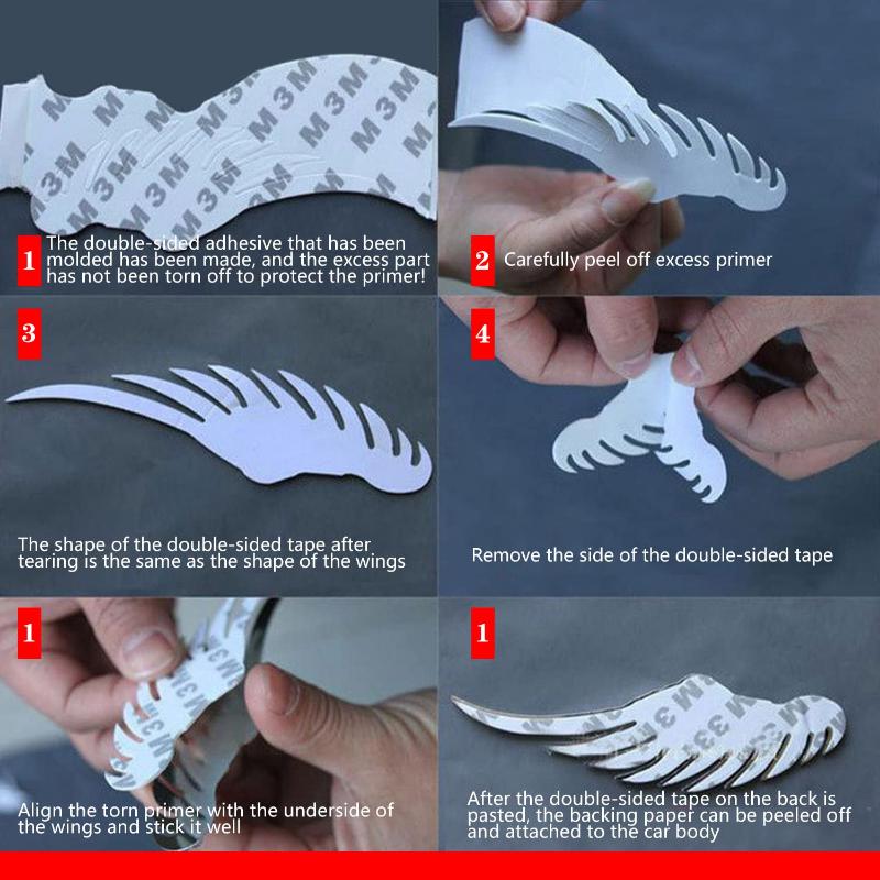 1 Pair 3D Stereo Car Body Sticker Angel Wings Badge Emblem Style Metal Zinc Alloy Decal Auto Exterior Decoration Accessories