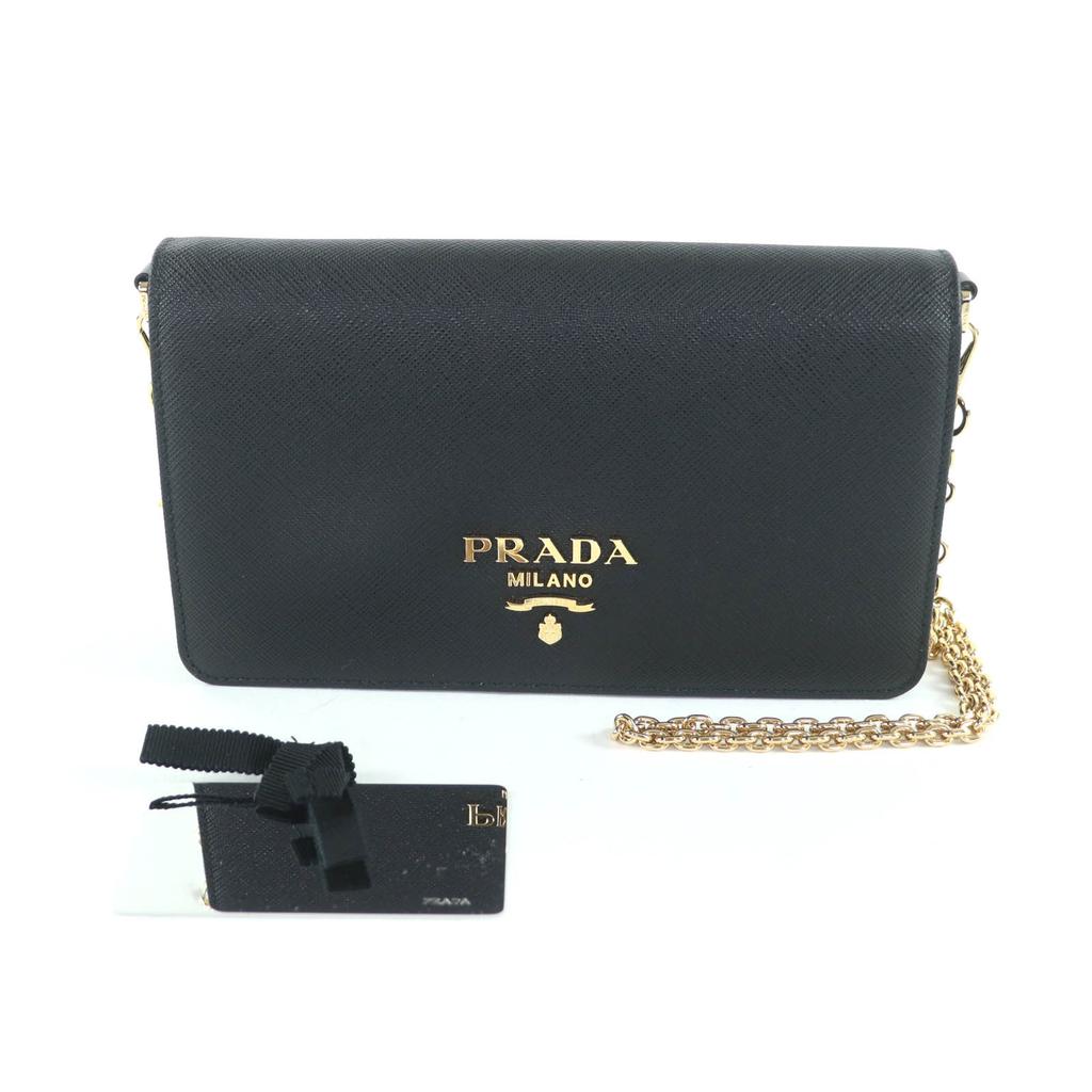 Excellent PRADA Shoulder Bag Saffiano leather mini bag black 1BP053 Used