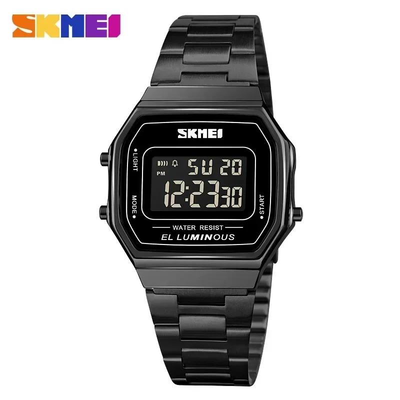 SKMEI 1647 Men Reloj Hombre Retro LED Digital Male Watches Casual Simple Mens Wristwatches Stainless Steel Band Waterproof Watch