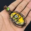 Bumblebee Jasper & Green Evil Eye Pendant, 999 Copper Wire Wrapped Gemstone Jewelry, Handmade Pendant, For Mother Day