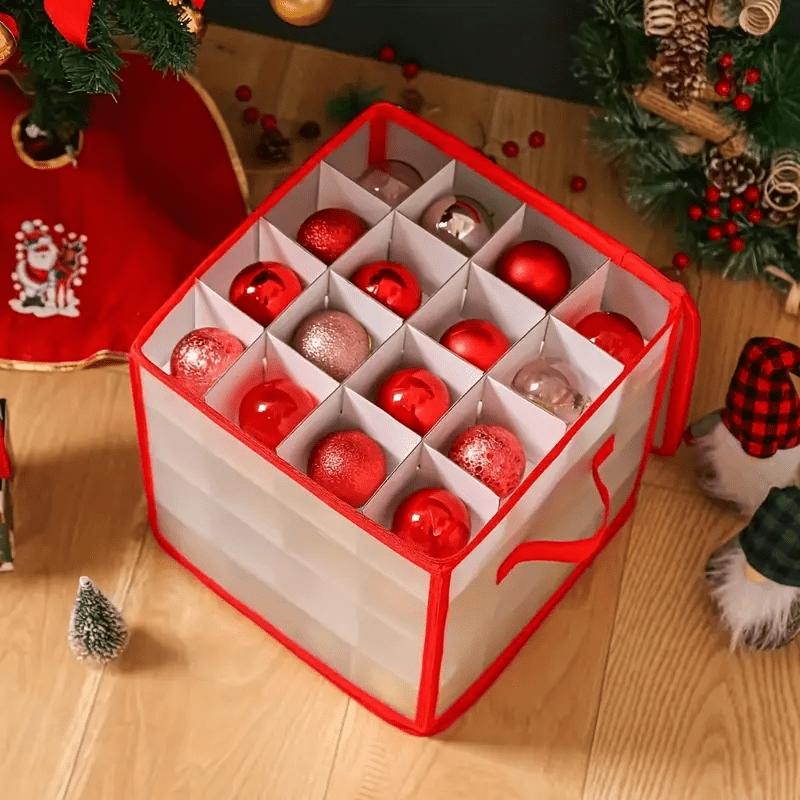 1pc Christmas Ornament Storage Box With 64 Compartments, Snowflake Christmas Ball Storage Containers With Zippered
