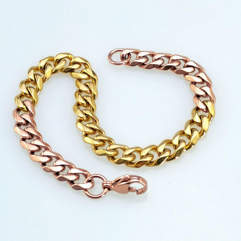 New 316L Stainless Steel Rose and Gold Dual Hip Hop Bracelet Anklet