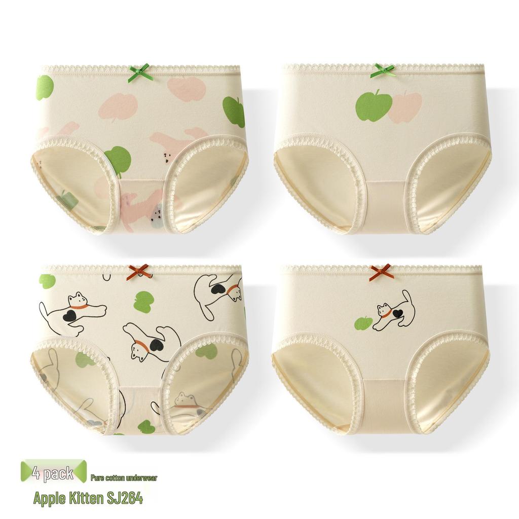 Baby Girls' Cute Cartoon Print Cotton Underpants - Breathable Bow Design for Infants and Toddlers