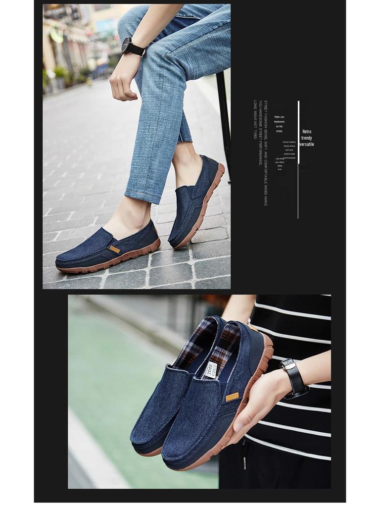 Summer Men's Korean Style Canvas Loafers: Trendy, Washable, Versatile Casual Shoes in Plus Sizes 47-48.