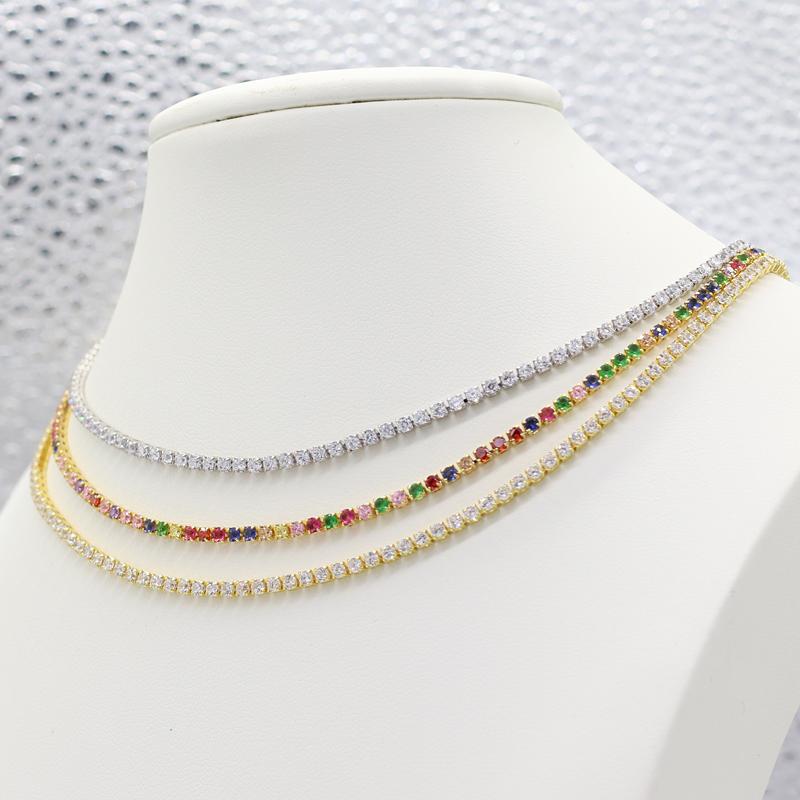 Tennis Necklace for Women Sparking Rhinestone Choker Necklaces Zirconia Diamond Bridal Wedding Jewelry Extended Chain