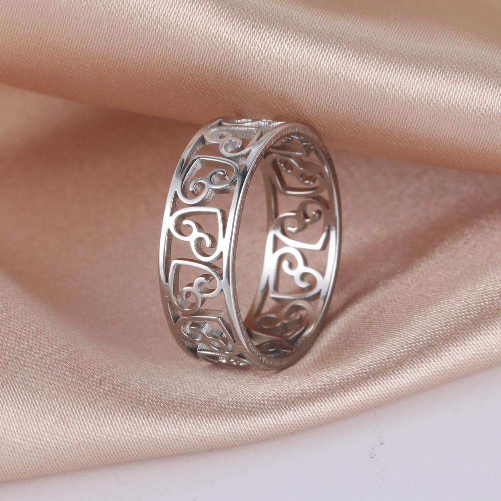 Skyrim Stainless Steel Women's Ring Simple Heart Butterfly Moon Phase Geometric Finger Rings Wedding Gift for Lover Wholesale