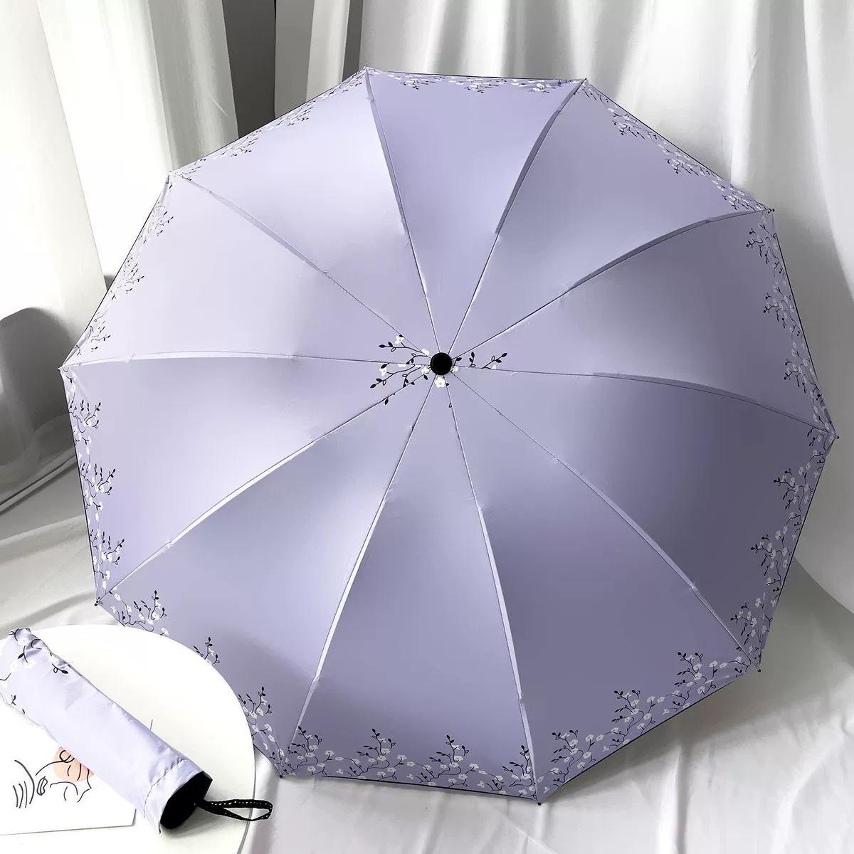 

Большой двойной зонт с десятью костями, маленький свежий зонт от солнца, черный резиновый солнцезащитный козырек, солнечный дождливый день, тройной зонт двойного назначения, женский ручной зонт