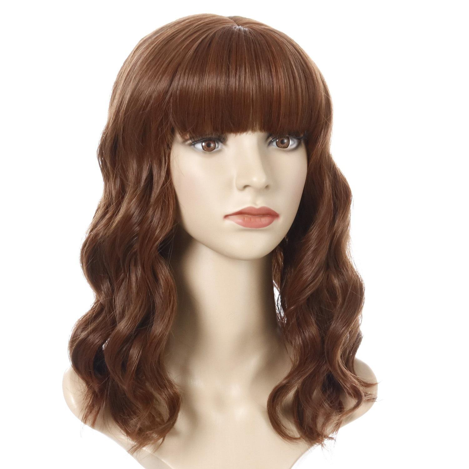 

Горячие продажи европейских и американских париков, женские разноцветные короткие вьющиеся волосы с челкой, головные уборы из химического волокна