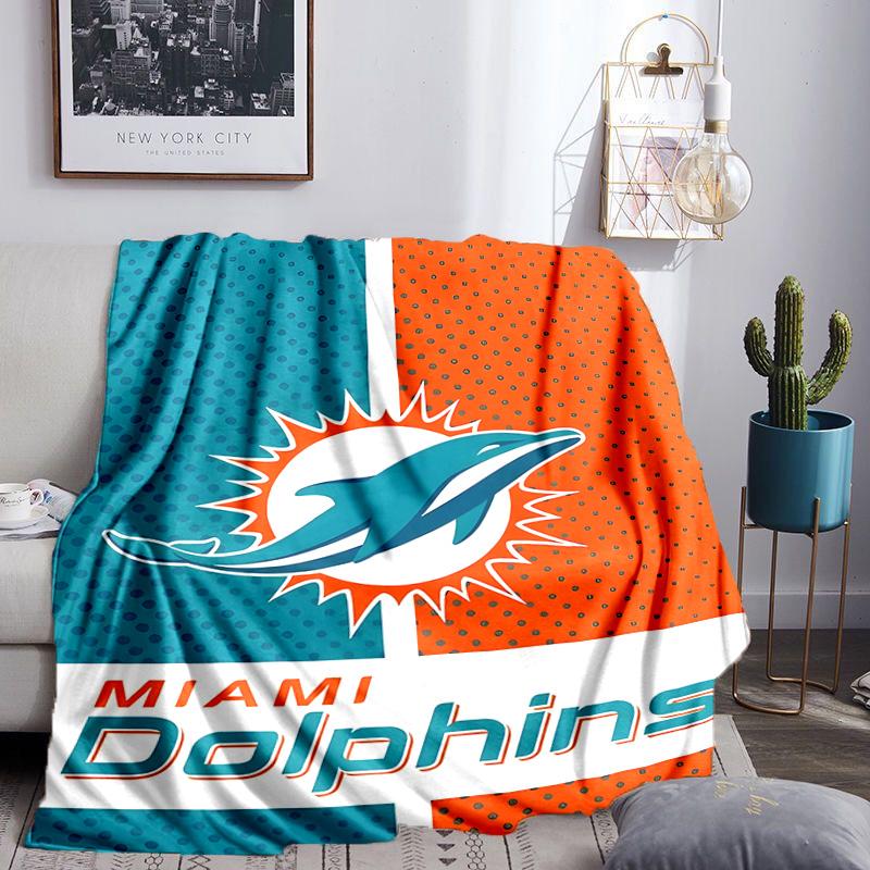 Dolphins Team Blanket Lightweight Flannel Bedding Blanket Perfect for Travel, Camping, Living Rooms, Offices, Sofas, Fan Christmas gift