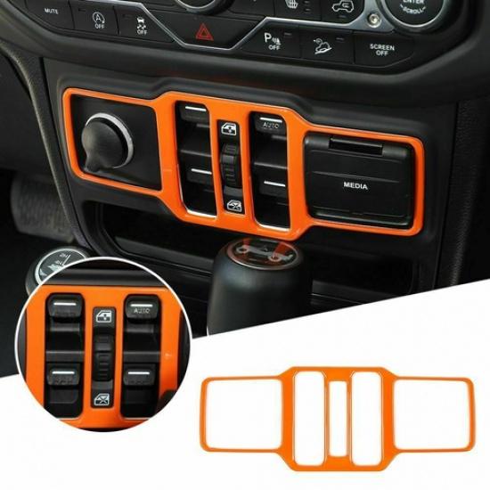 Window Control Switch Button Cover Trim Orange For 2018-22 Jeep Wrangler JL JT
