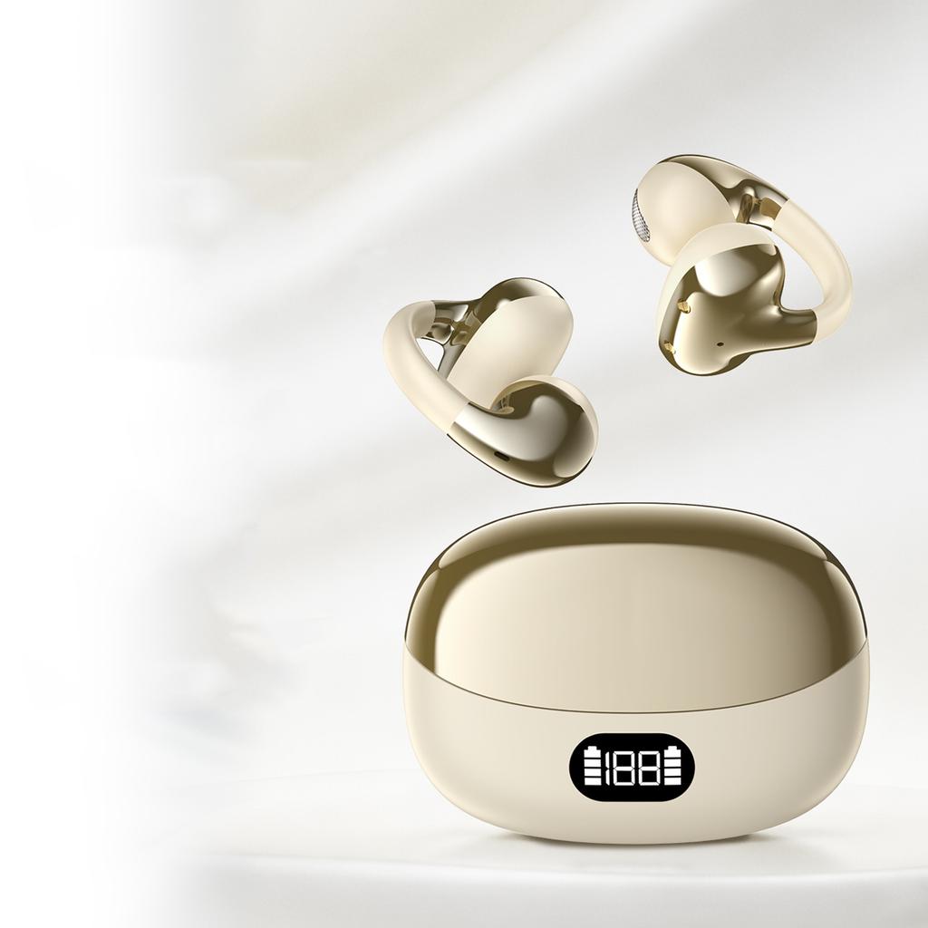 Ear Clip Open Earbuds Bluetooth 6.0 Earphones, Power Display Long Battery Life Headphones Wireless Headset for Music Playing