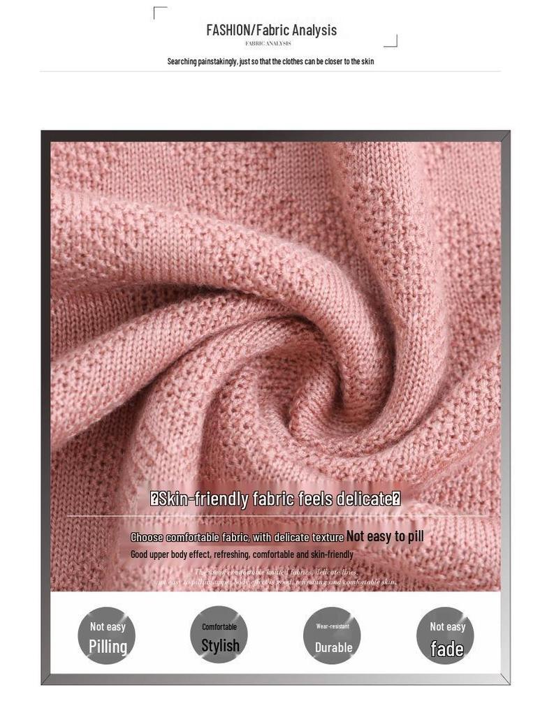 2025 Early Autumn Women's Korean V-neck Knitwear: Slimming Long Sleeve Solid Color Short Sweater