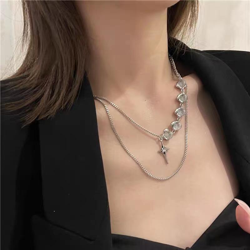 Necklace women stacked wearing accessories chain jewelry chain trendy cool spice girl sweet cool wind titanium steel does not