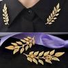 Rhinestone Brooch Leaf Jewelry Metal Brooch Collar Brooch Golden Leaves Collar Pin  Unisex Wear