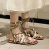 Bohemian Ankle Strappy Summer  Sandalias De Mujer Mixeds Color Flat Roman Shoes Comfort Holiday Flip Flops Sandales Femme Slides